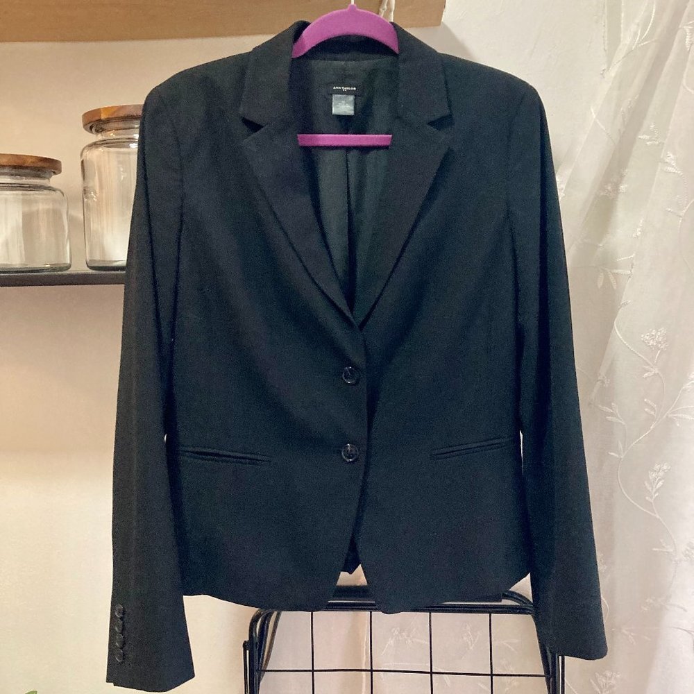 Ann Taylor Black Fitted Blazer Suit Jacket Tailored Waist Size 10